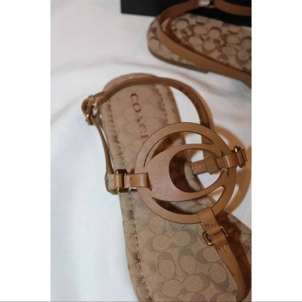Coach Authentic Brown Logo Sandals for Women - Picture 2 of 7